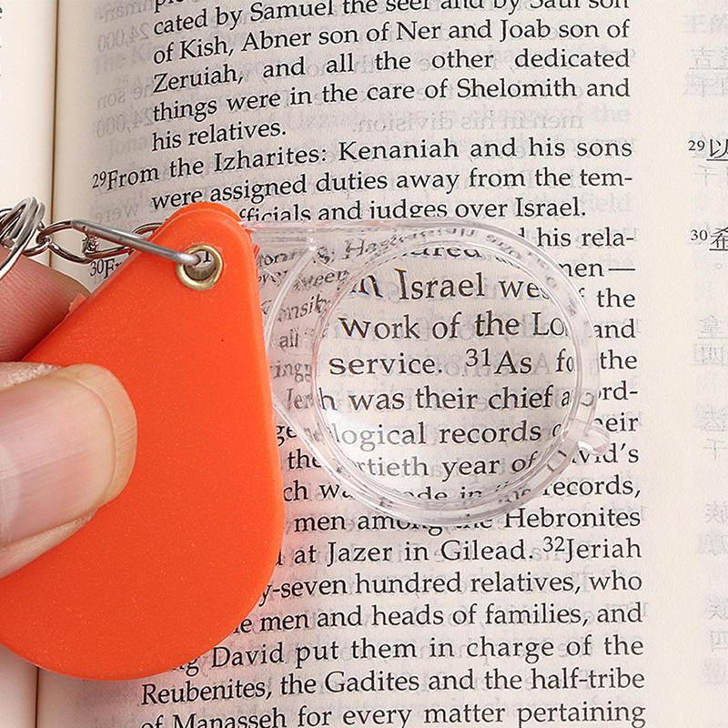 Portable Folding Key Ring Mini Magnifier Small Handheld Key Chain MagnifyingGlass Loupe Pocket Tool Holiday Gift For Old People