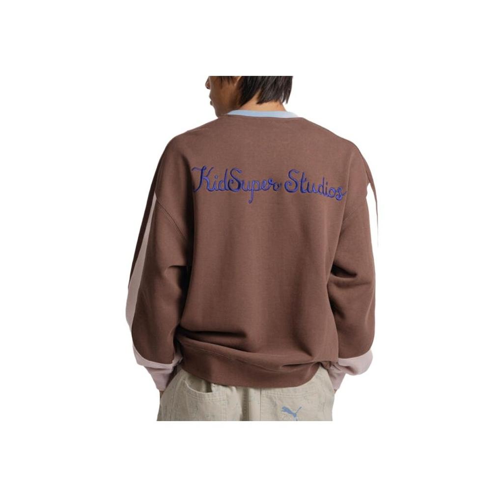 Puma Детская суперколлаборационная серия Crew, повседневная спортивная футболка с круглым вырезом и длинным рукавом, мужские топы, коричневый цвет 626700-65