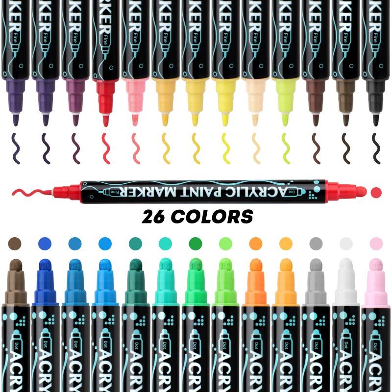 Acrylic Marker Pen12/24/26/48/ 60 Color Double Head Impermeable Paper Water-based Stackable Acrylic Pen Pigment Soft Head Brush