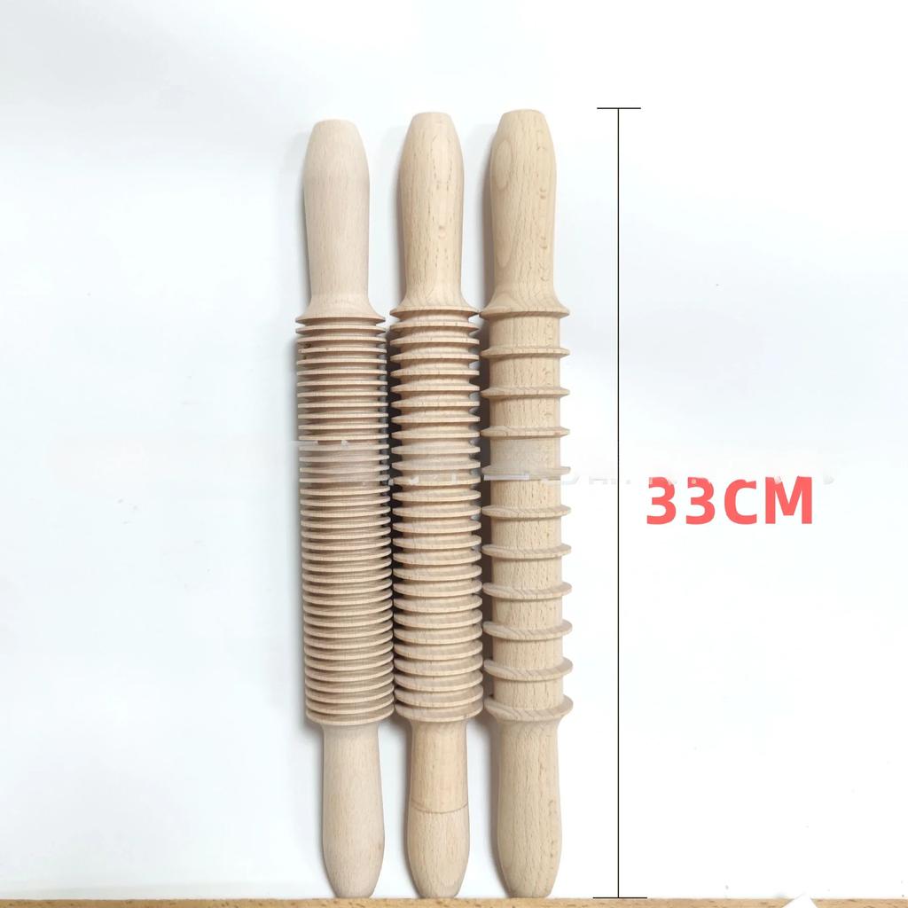 Wooden Rolling Pin Bread Pastry Dough Cutter Rolling Roller 2-in-1 Rolling Pin Screw Thread Design Kitchen Cooking Baking Tools
