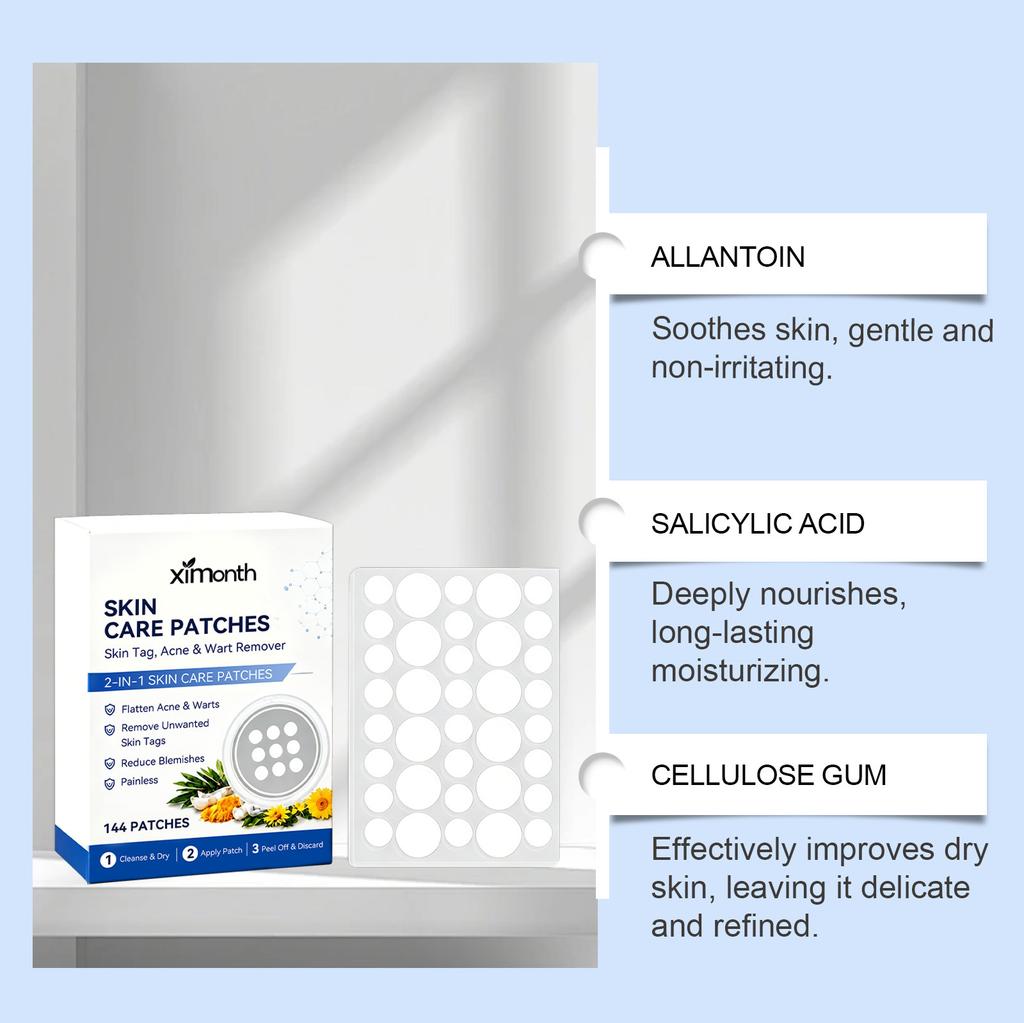 XIMONTH 2-in-1 Skin Smoothing Patch Gentle Acne Cleanser for Face and Body Spots 144 Count