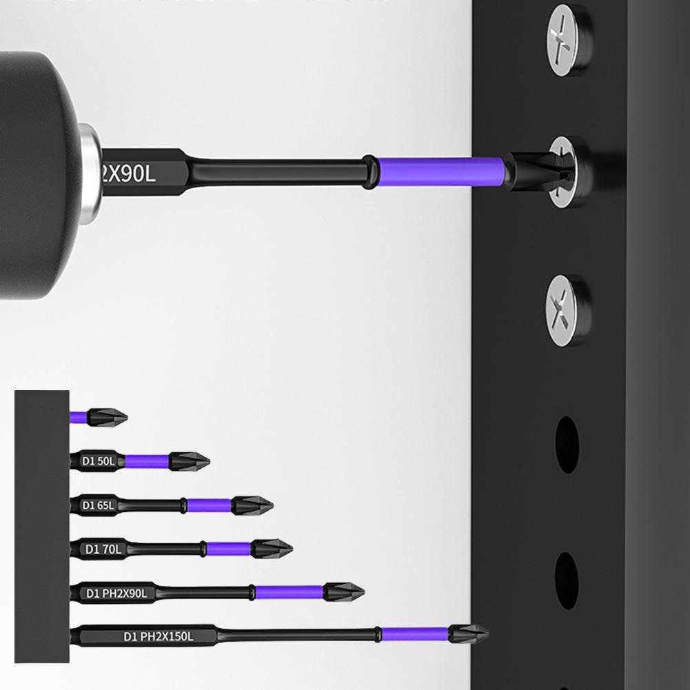 D1 Magnetic Batch Head PH2 Cross Screwdriver Set High Hardness Non-Slip Impact Drill Bit 25/50/65/70/90mm Anti-shock Screwdriver