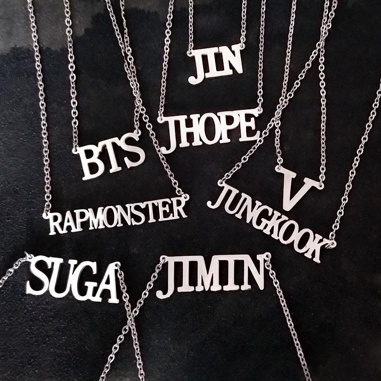 Ожерелье с буквой имени участника BTS, кулон Bangtan Boys с названием группы/участника, Kpop ARMY Подарок для фанатов