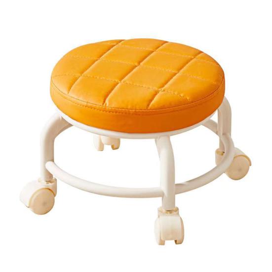 Низкий стул на колесиках с поворотными на 360 градусов колесами, подушка из искусственной кожи, сиденье на роликах