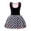 Детский костюм клоуна для девочек, платье в шахматную клетку без рукавов для Хэллоуина, карнавала, вечерние, балетное платье для косплея