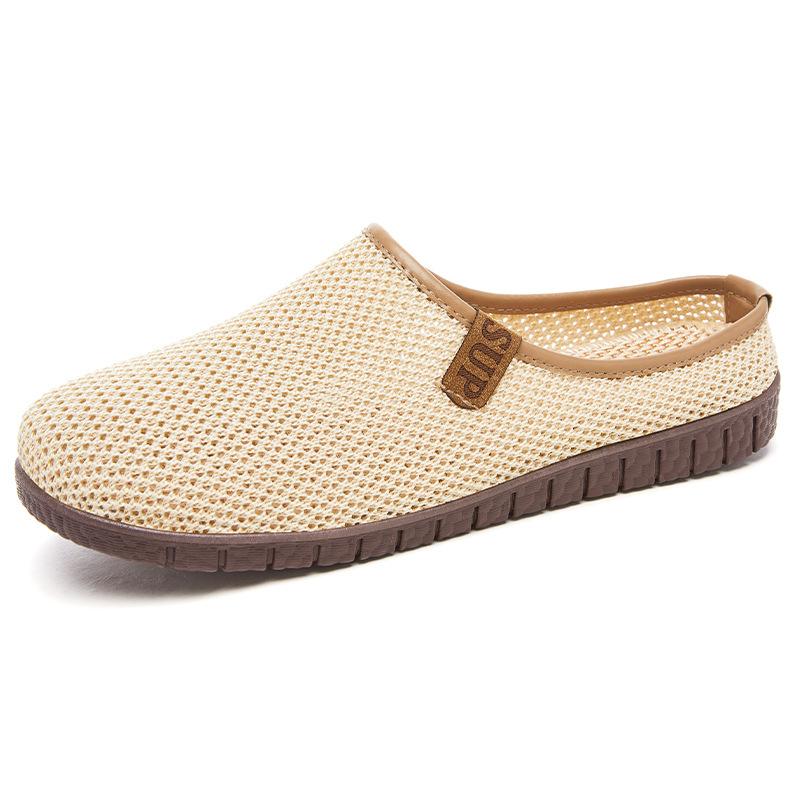 Slippers Women's Outer Wear Summer Breathable Casual Shoes Shallow Mouth Bag Head Flying Knitting Hollow Women's Shoes Half a Tow