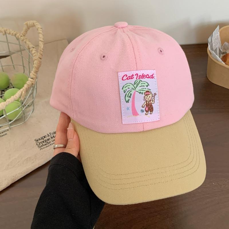 New cute embroidered pink cap women's spring and summer versatile face small sunshade sunscreen baseball hat tide