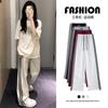 Sweatpants Women's Spring and Autumn New Loose Casual Gray Sweatpants Small Straight Striped Wide-leg Pants