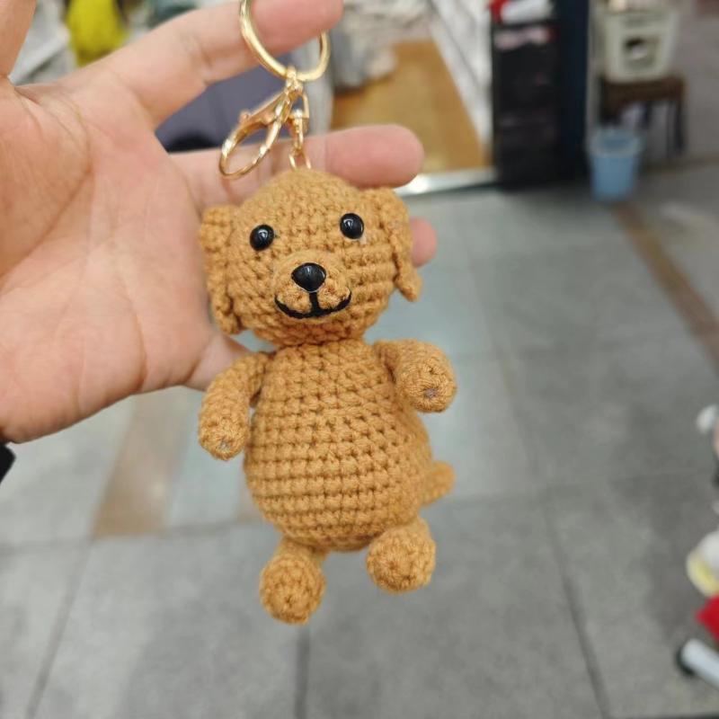 Cute Handmade Crochet Animal Charming Bag Pendant Handwoven Animal Keychain Car Key Holder Gifts Backpack Decor