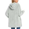 Fleece Jackets for Women Oversized Button Down Fuzzy Hooded Coat Casual Long Sherpa Outerwear with Pockets