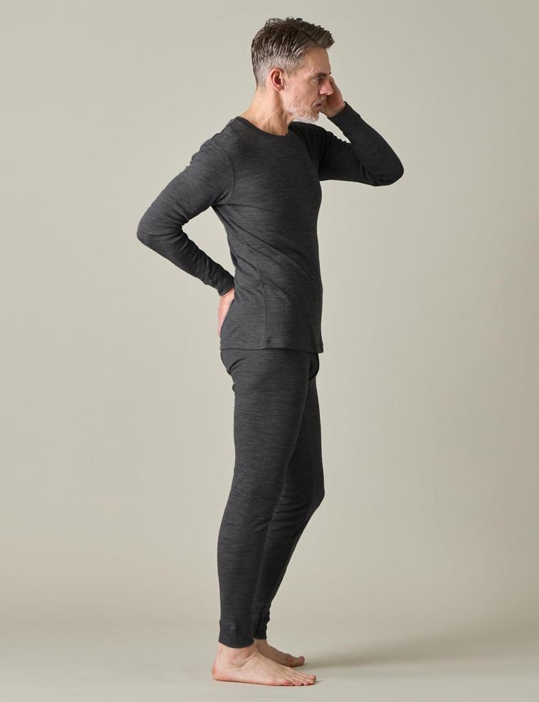 Нижнее белье из мериносовой шерсти, теплый внутренний верх и низ (Рапаса) Мужской (3.Темно-серый_(Тонкий набор), L)