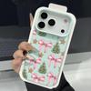 Чехол для телефона из ТПУ с текстурой кожи для iPhone 17 17e 16e 16 15 Pro Max 14 13 Pro Max 11 С рисунком в виде бантика Мягкая силиконовая задняя крышка