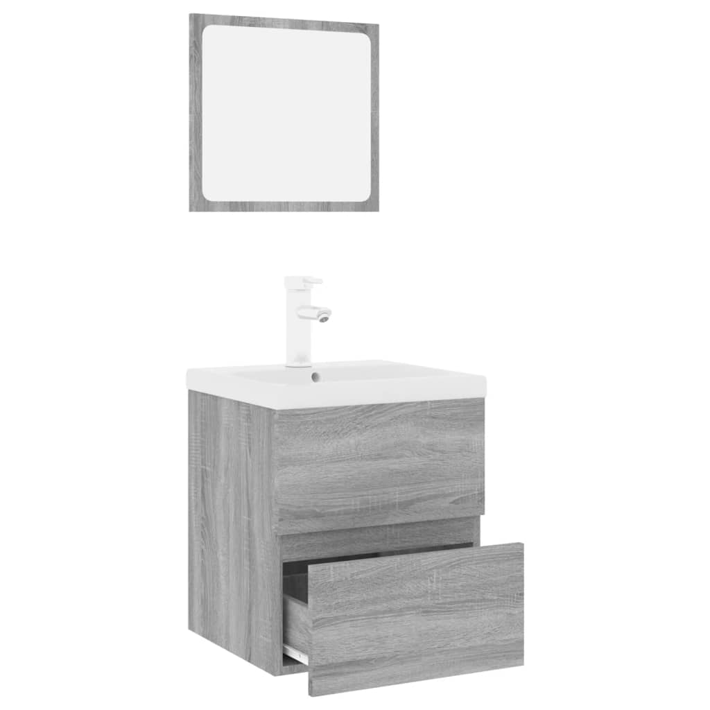 Bathroom Furniture Set Gray Sonoma Particleboard