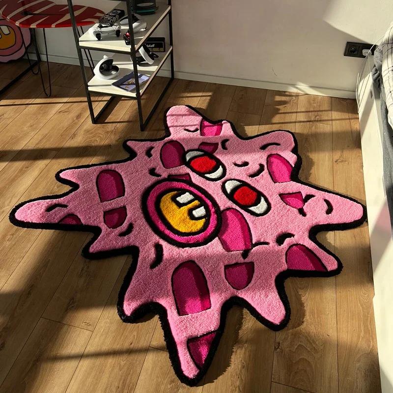 Simple Study Room Cloakroom Plush Non-slip Rugs Irregular Pink Bedroom Bedside Soft Carpet Creative Living Room Decoration Rug