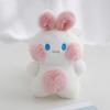 Очаровательный пушистый плюшевый брелок-кролик с румянцем в зеленом, белом, розовом и сером цветах