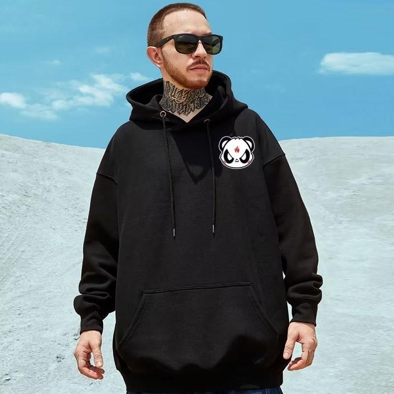 Men Oversized Pullover Hoodie Fashion Loose American Street Style Angry Panda Print Long Sleeve Couple Clothes