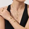 Набор бижутерии из нержавеющей стали с покрытием 18K Gold, Цветок, Цирконы: Ожерелье, Браслет, Кольцо и Серьги - Европейский и Американский Стиль Легкой Роскоши