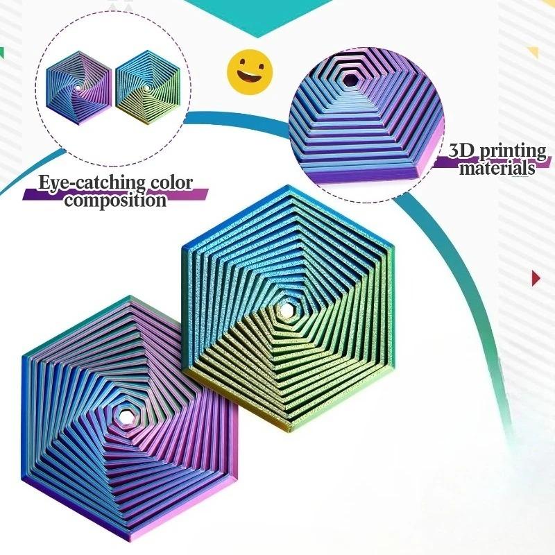 Фрактальный спиннер-гексагон, напечатанный на 3D-принтере, сенсорный инструмент для снятия стресса для взрослых, инструмент для медитации, спираль для снятия тревоги, подарок на день рождения