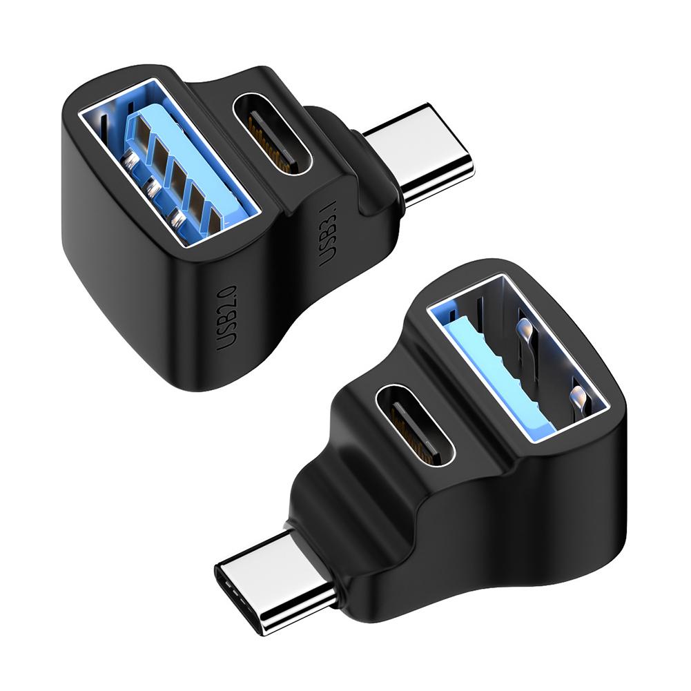 Адаптер USB-C на USB-C и USB-A 1 на 2, 100 Вт, USB-C Male на USB-C и USB-A Female, 20 Гбит/с, 8K 60 Гц, Г-образный для STEAM DECK/Switch