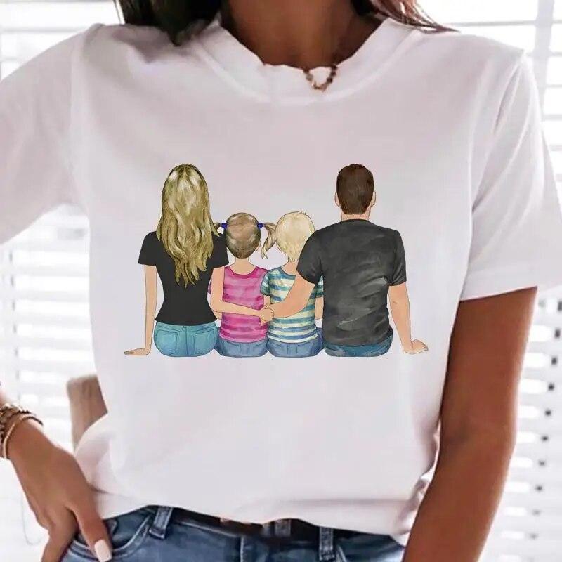 Women Family Mom Mother Mama T-shirts Female T Tee Cartoon Sweet Love Son 90s Clothes Lady Casual Shirt Graphic Tshirt Top