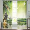 Дзен-камень, зеленый бамбуковый лес, прозрачные шторы для гостиной, вуаль, занавеска для спальни, ванной комнаты, тюлевые шторы, оконные шторы