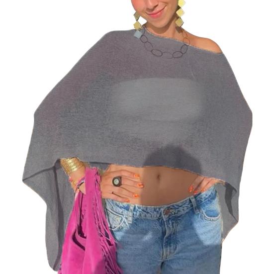 Женская накидка-шаль из сетки с асимметричным подолом, легкий летний пуловер, дорожная одежда-обертка