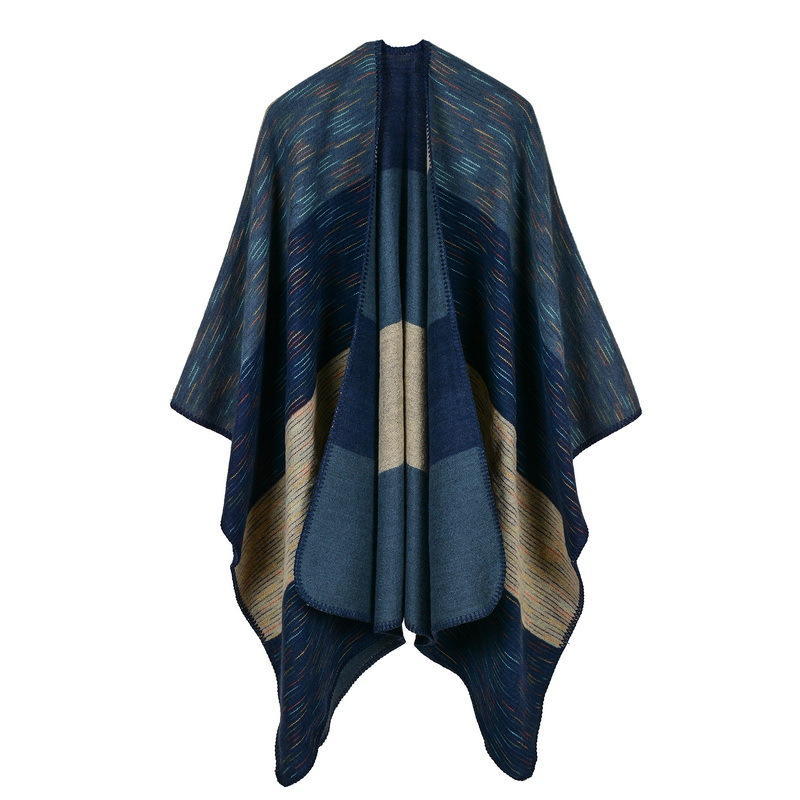 Women's New Rhombus-shaped Color Bar Shawl, High-end Women's Double-sided Wear, and Travel Capes Are On Sale.