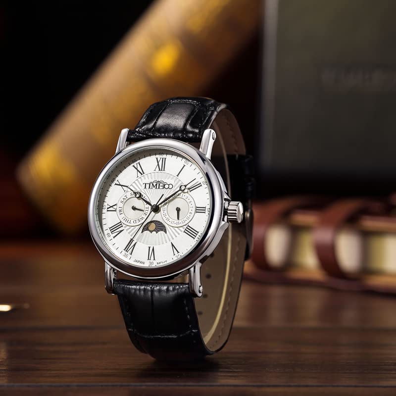 TIME100 Стильные 50-метровые водонепроницаемые спортивные кварцевые часы для серфинга с тремя стрелками и секундной стрелкой, модные кожаные наручные часы для мужчин, белые
