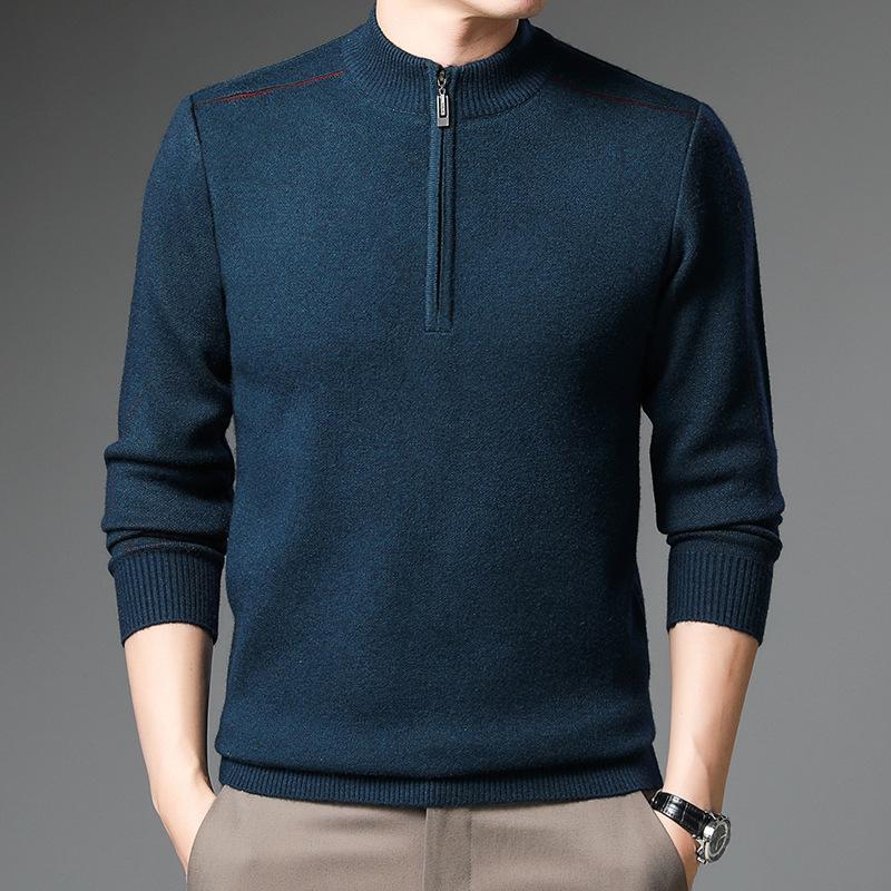 Мужской пуловер с высоким воротником, утолщенный, трендовый, молодежный, вязаный, зимний, костюм для папы, мужская одежда