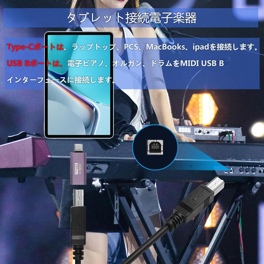 SinLoon USB C на USB B Type C в MIDI Преобразование Type C Male на USB B Female Принтер для Электронного Пианино DJ и Принтеров Адаптер, Разъем, Адаптер,
