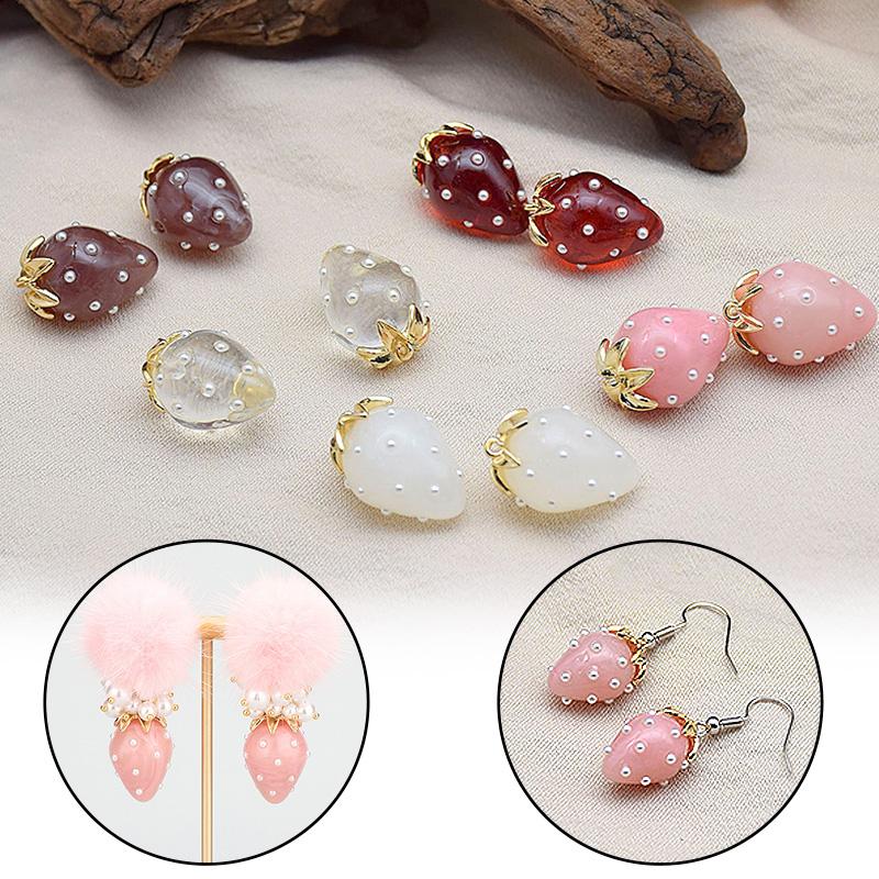 1 шт. Блестящая серьга ручной работы, модная 3D клубника, цветная смола, DIY аксессуары для ювелирных изделий, шармы, большой размер