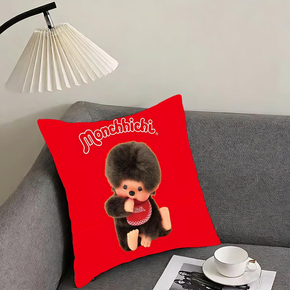 MMonchhichi Cute Cushion Cover Pillowcase Ultra Soft Skin Friendly Fabric Cloud Like Comfort Concealed Zipper