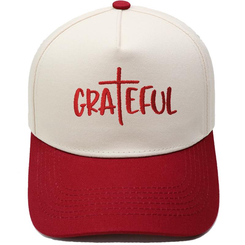 GRATEFUL truck driver hat cross embroidery retro color matching baseball cap European and American men's and women's casual hat