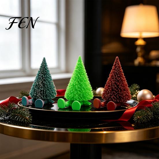 Colorful Festive Home Decor Christmas Tree Figure, Flexible Movable Joints 3D Printed Detailed PLA Ornaments Ornament, Creative Atmosphere Figure for