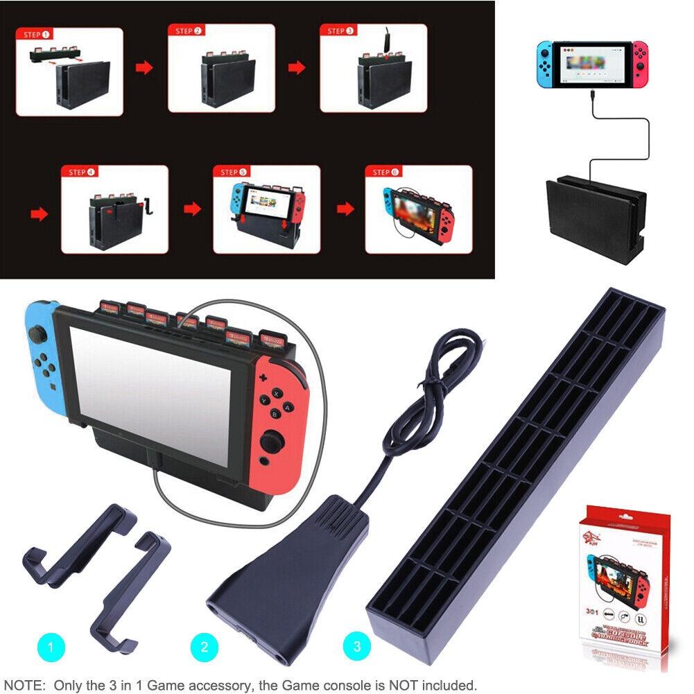 3 In 1 Ventilation Stand + Card Case+Extension Cable for Nintendo Switch