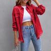 Women Pocket Hole Tassel Turndown Collar Denim Button Casual Boho Full Long Sleeve Spring Winter Cardigan Jacket Coats Outerwear