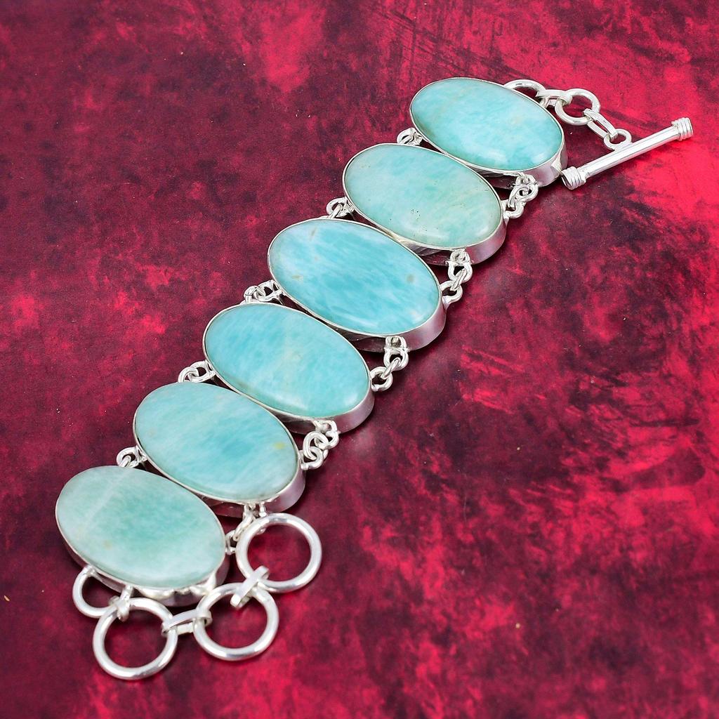 Ювелирные изделия из амазонита, браслет и ожерелье из чистого серебра 925 пробы, комплект ювелирных изделий из драгоценных камней. Изысканный набор ювелирных цепочек, ювелирные изделия из амазонита ручной работы для подарка.