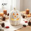 Spooky Season Party Props Halloween Pumpkin Candle Holder, Resin Lantern Tealight Holder with Glowing for Kids Carved Face Fall Farmhouse Table Mantle