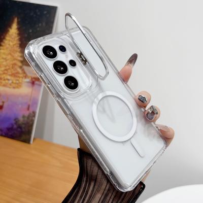 Прозрачный чехол-подставка 3-в-1 с магнитом для Samsung S26 S25 S24 Ultra A57 A37 A17 A56 A36 A26 A55 Для чехла Magsafe