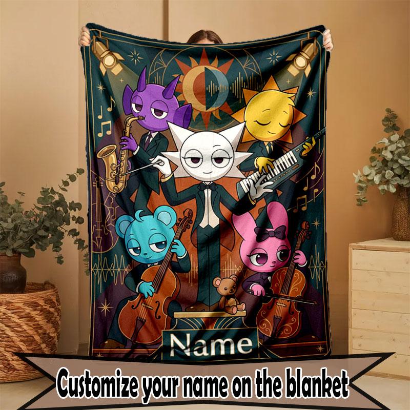 Custom Name Personalized Game Sprunki Print Blanket, Home Decor, Bedroom, Sofa, Camping, Couch, Gifts for Birthday Christmas