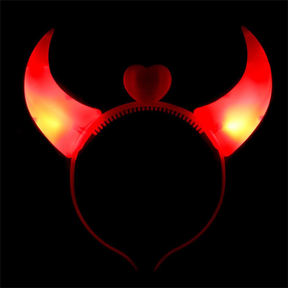 Halloween LED Devil Horn Light Up Headband Glowing Devil Horn Headwear Halloween Christmas Party Cosplay Glowing Decoration Prop