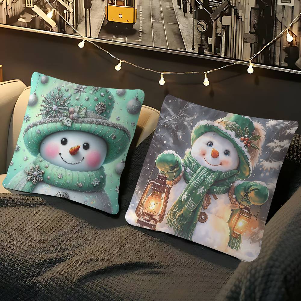 Christmas Snow-manS Cushion Cover Pillowcase Upholstery Sofa Throw Pillow Home Decor Pillowcas