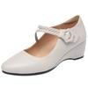 Women's Single Shoes with Buckle, Catwalk Shoes, Wedge Heels, Soft Leather and Soft Sole Shoes, Comfortable Shoes