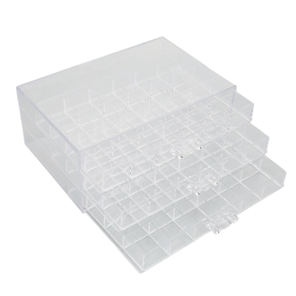 Earring Storage Box 3 Layer 72 Grids Clear Acrylic Jewelry Organizer Holder with Dustproof Lid for Necklaces Rings