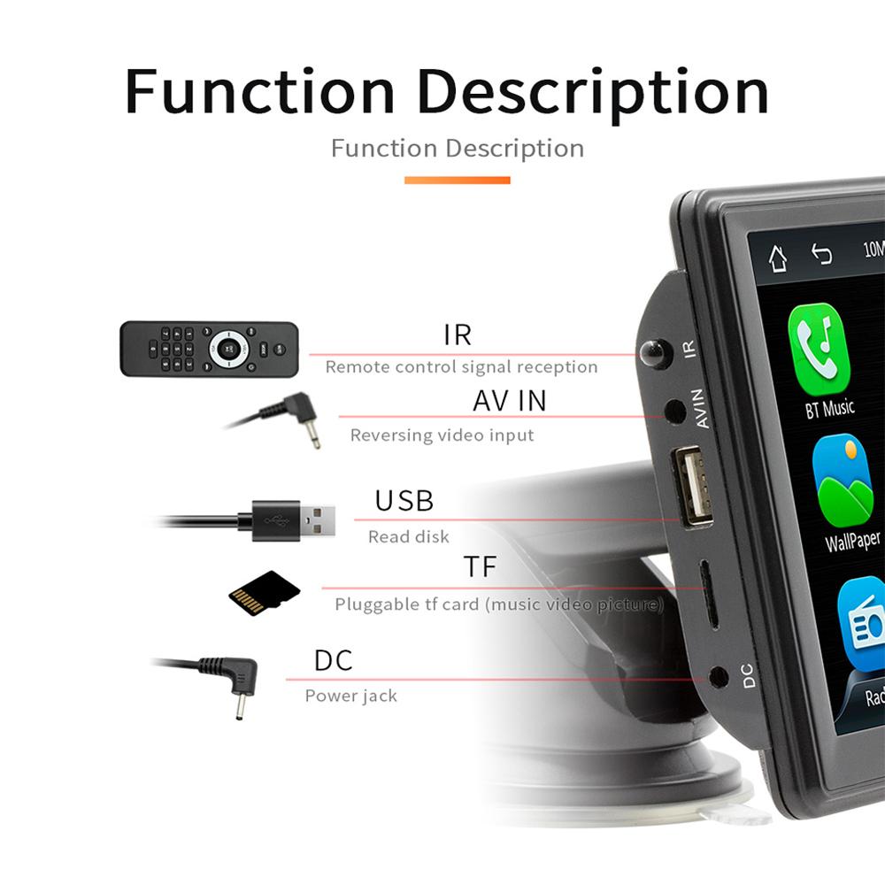 7-дюймовый портативный беспроводной Carplay Android авто радио автомобильный мультимедийный плеер 1080P IPS монитор сенсорный экран Mp5 радио Bluetooth B500W