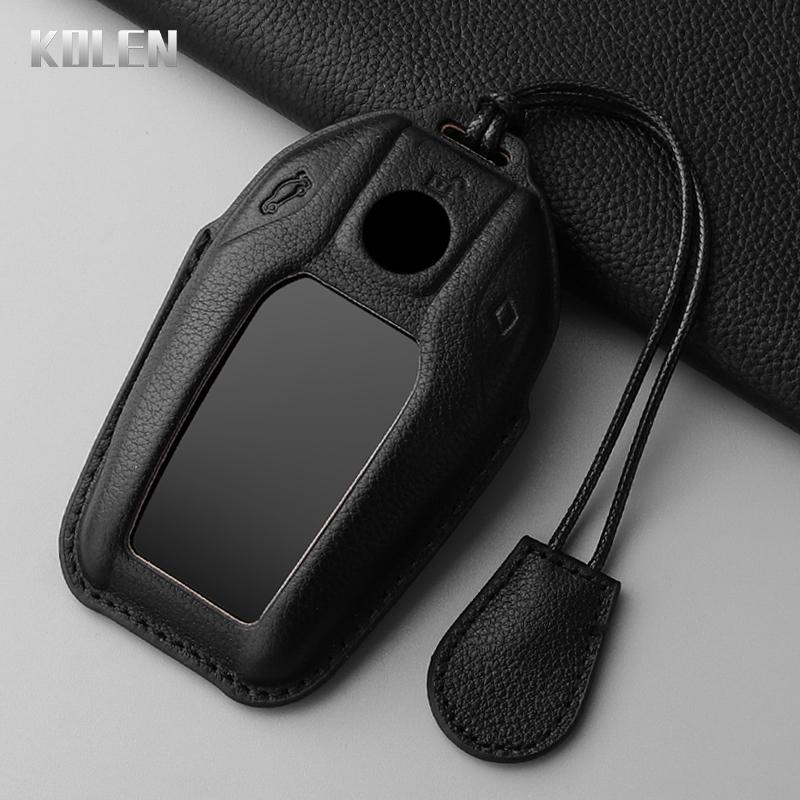 Кожаный чехол-оболочка для автомобильного ключа Bmw X3 G01 G31 X5 G05 X4 G02 G30 G32 I8 I12 I15 X7 M5X F20 G12 G11 5 7 Серии со светодиодным дисплеем