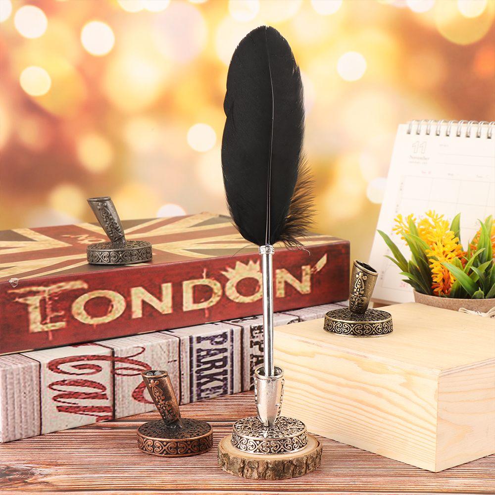 Desktop Organizer Round Base Writing Accessories Vintage Metal Pen Clips Pen Holder European Style