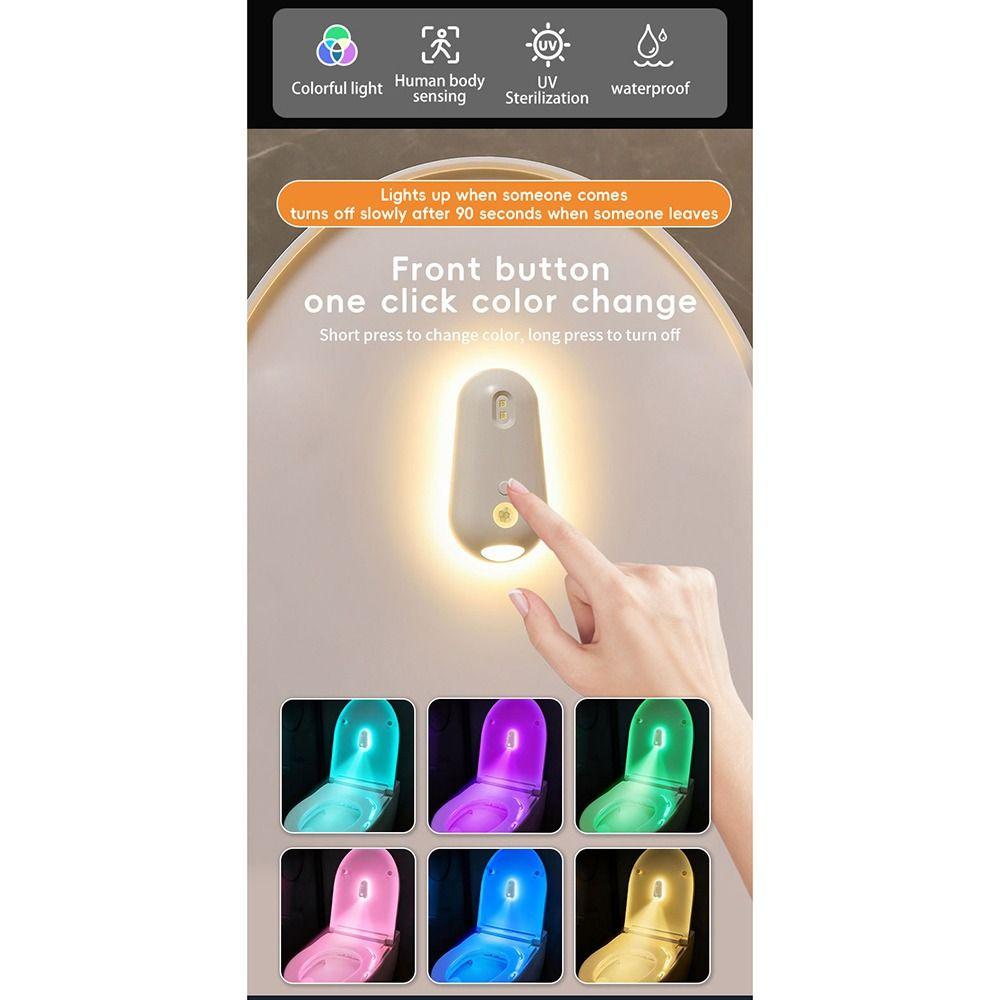 RGB Color Changing Toilet Lid Sanitizer Automatic UV Sterilization Toilet Sensor Light  Travel