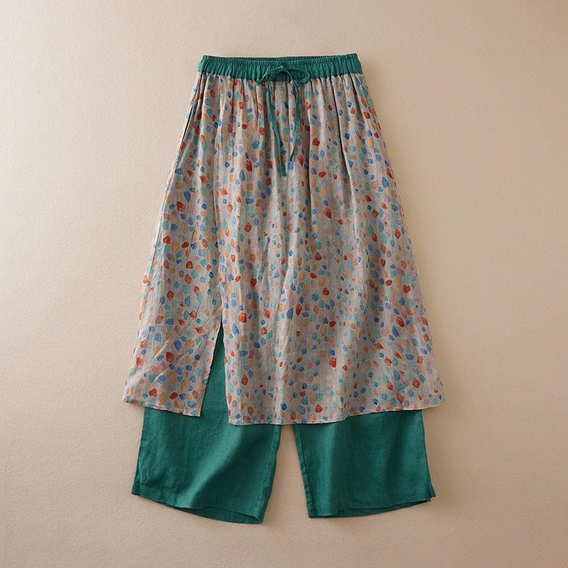 Floral Ethnic Style Casual Summer Women S Skirt Pants
