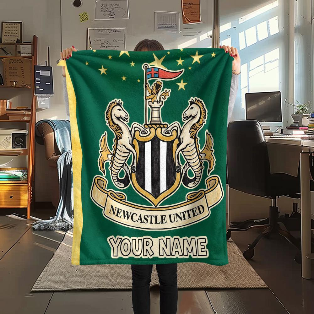 Custom Name Newcastle United2 Flannel Blanket, High quality Comfortable for All Seasons, Home Decor, Warmth and Comfort